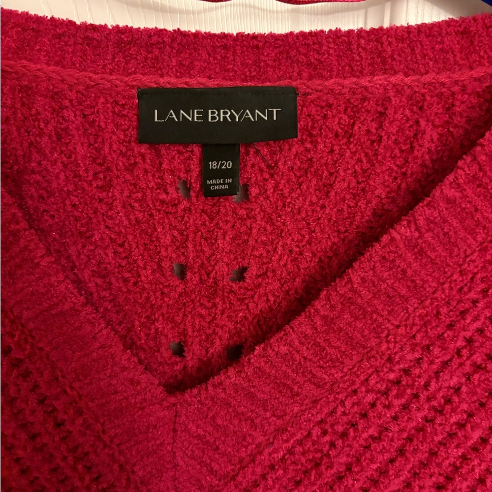 Lane Bryant Women's Fuchsia V-Neck Sweater - Picture 3 of 4